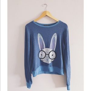 Wildfox Rabbit with Round Frame Glasses Sweatshirt